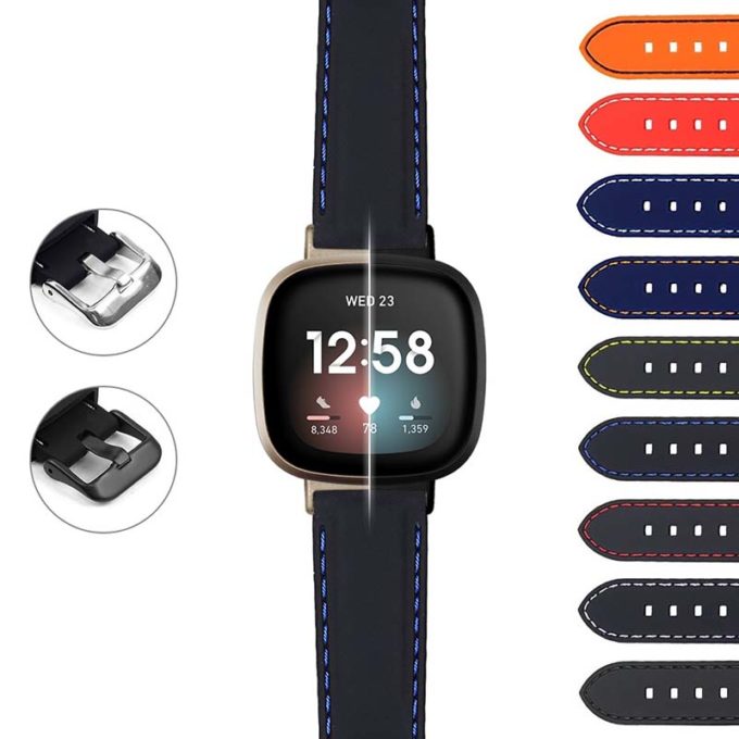 fb.v3.pu1 StrapsCo Rubber Strap with Stitching for Fitbit Versa 3