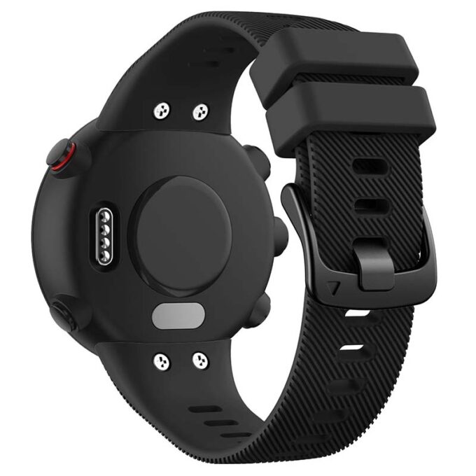g.r53.1 Back Black StrapsCo Silicone Rubber Watch Band Strap for Garmin Forerunner 45 45S Swim 2
