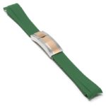 r.rx1 .11.ss .rg Main Green Silver Rose Gold Clasp StrapsCo Silicone Rubber Replacement Watch Band Strap For Rolex With Curved Ends
