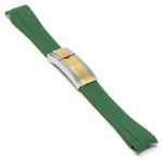 r.rx1 .11.ss .yg Main Green Silver Yellow Gold Clasp StrapsCo Silicone Rubber Replacement Watch Band Strap For Rolex With Curved Ends