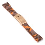 r.rx7 .12.rg Angle Orange Camo Rose Gold Clasp StrapsCo Fitted Camo Rubber Watch Band Strap