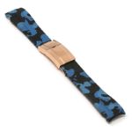 r.rx7 .5.rg Angle Blue Camo Rose Gold Clasp StrapsCo Fitted Camo Rubber Watch Band Strap