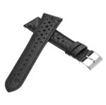 ra6.1 Cross Black DASSARI Perforated Leather Rally Watch Band Strap 18mm 19mm 20mm 21mm 22mm