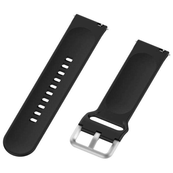 s.r20.1 Angle Black StrapsCo Buckle and Tuck Silicone Rubber Watch Band Strap for Samsung Galaxy Watch Active Gear 20mm 22mm