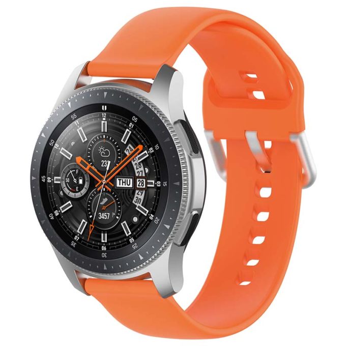 s.r20.12 Main Orange StrapsCo Buckle and Tuck Silicone Rubber Watch Band Strap for Samsung Galaxy Watch Active Gear 20mm 22mm
