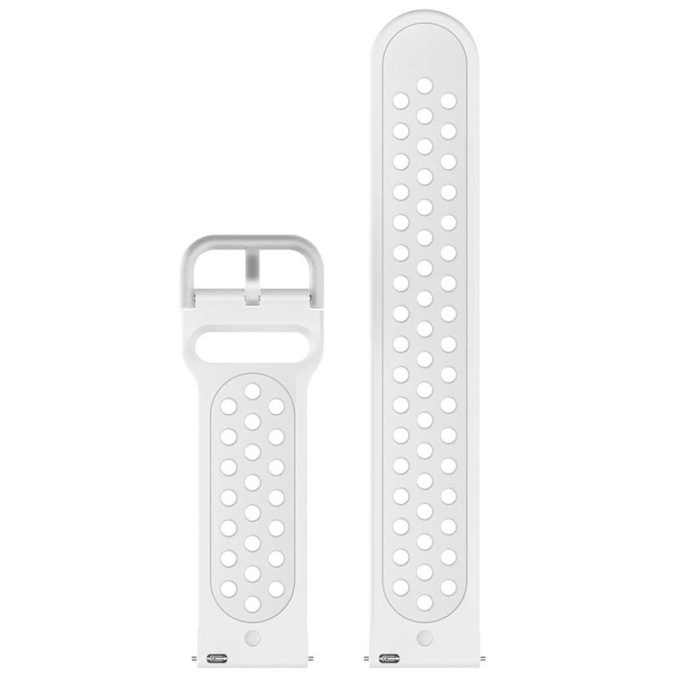 s.r21.22 Up White StrapsCo Buckle and Tuck Perforated Silicone Rubber Watch Strap for Samsung Galaxy Watch Active 20mm 22mm