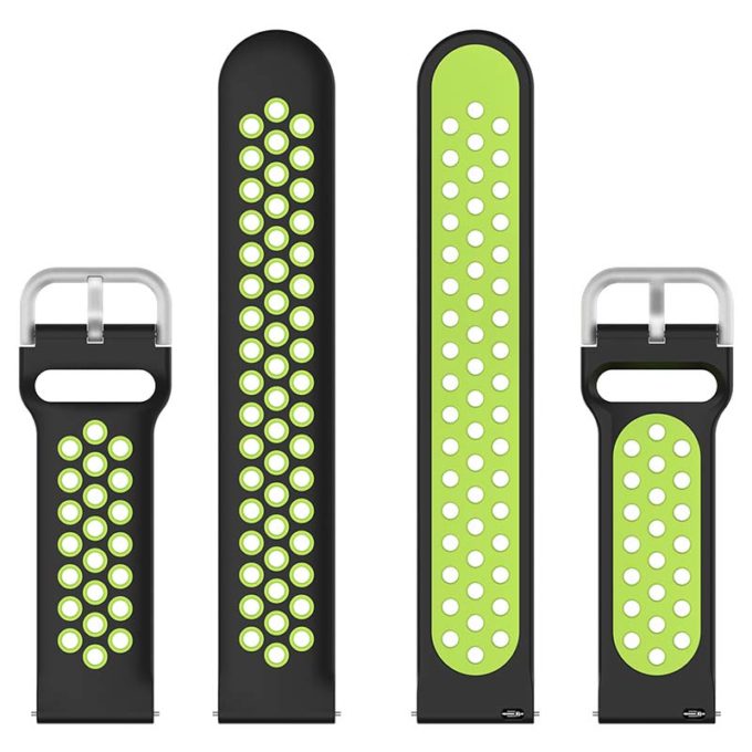 s.r22.1.11 Up Black Green StrapsCo Buckle and Tuck Perforated Rubber Strap for Samsung Galaxy Watch Active 20mm 22mm