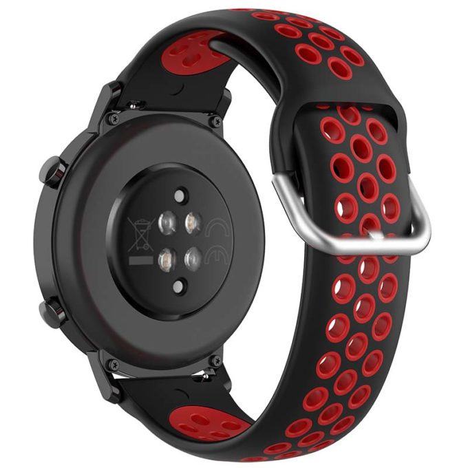 s.r22.1.6 Back Black Red StrapsCo Buckle and Tuck Perforated Rubber Strap for Samsung Galaxy Watch Active 20mm 22mm