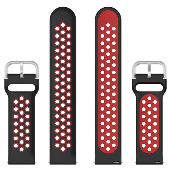 s.r22.1.6 Up Black Red StrapsCo Buckle and Tuck Perforated Rubber Strap for Samsung Galaxy Watch Active 20mm 22mm