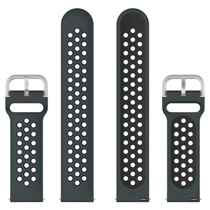s.r22.11.1 Up Olive Green Black StrapsCo Buckle and Tuck Perforated Rubber Strap for Samsung Galaxy Watch Active 20mm 22mm