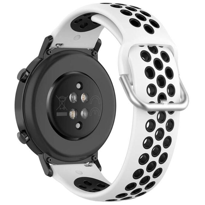 s.r22.22.1 Back White Black StrapsCo Buckle and Tuck Perforated Rubber Strap for Samsung Galaxy Watch Active 20mm 22mm