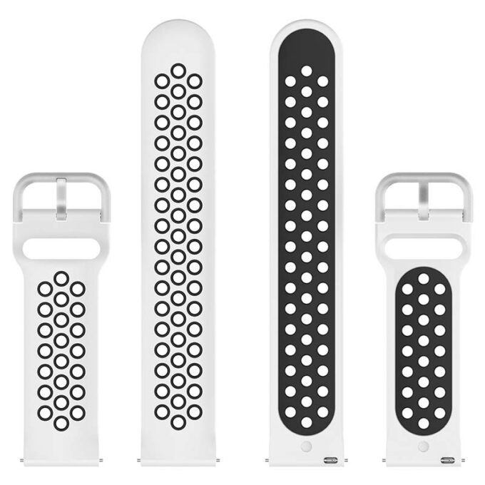 s.r22.22.1 Up White Black StrapsCo Buckle and Tuck Perforated Rubber Strap for Samsung Galaxy Watch Active 20mm 22mm
