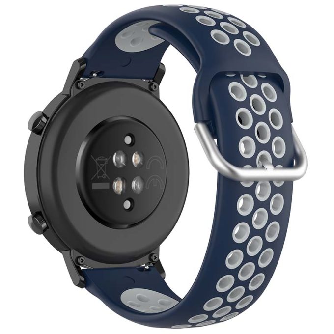 s.r22.5.7 Back Blue Grey StrapsCo Buckle and Tuck Perforated Rubber Strap for Samsung Galaxy Watch Active 20mm 22mm