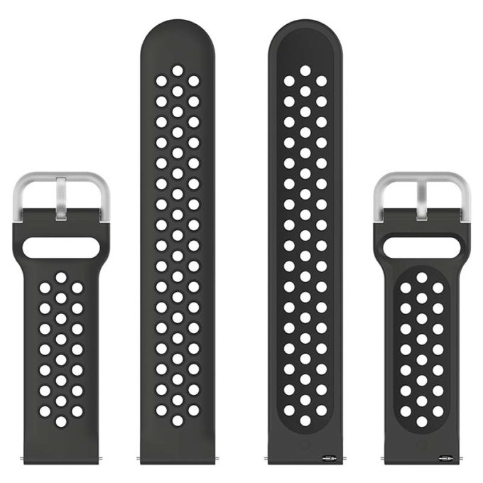 s.r22.7.1 Up Grey Black StrapsCo Buckle and Tuck Perforated Rubber Strap for Samsung Galaxy Watch Active 20mm 22mm
