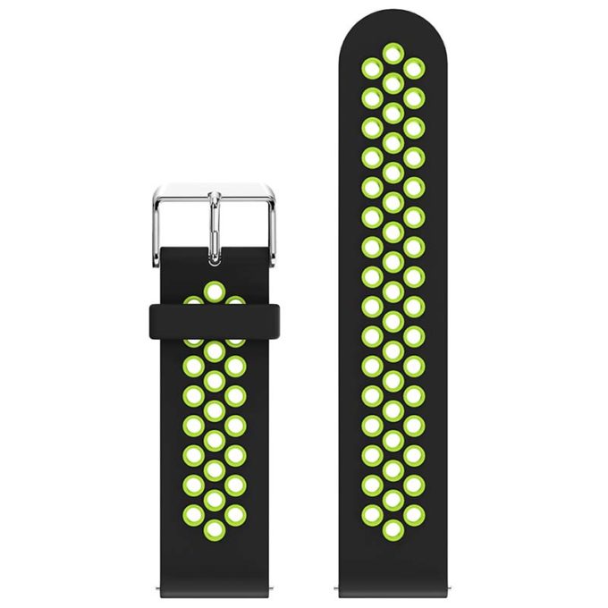 s.r23.1.11 Up Black Green StrapsCo Perforated Silicone Rubber Strap for Samsung Galaxy Watch Active 20mm 22mm