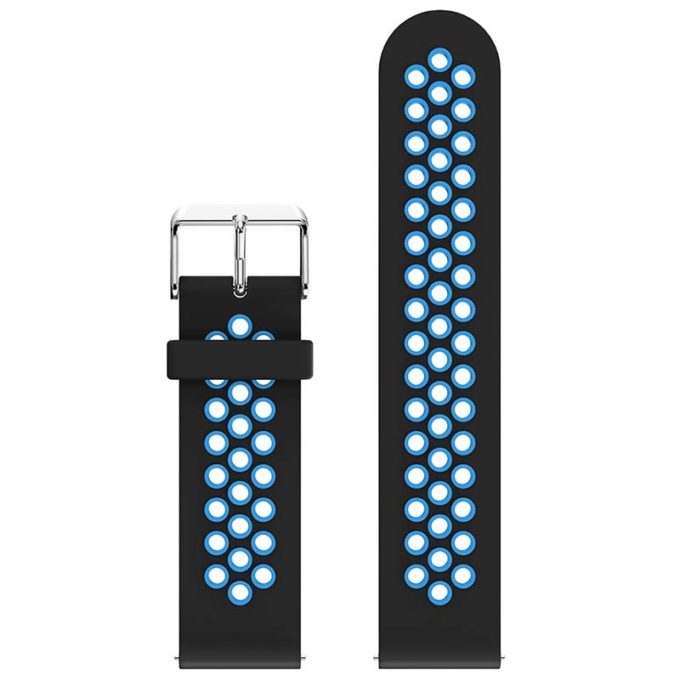 s.r23.1.5 Up Black Blue StrapsCo Perforated Silicone Rubber Strap for Samsung Galaxy Watch Active Gear 20mm 22mm
