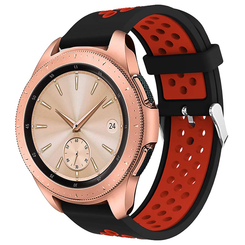 s.r23.1.6 Main Black Red StrapsCo Perforated Silicone Rubber Strap for Samsung Galaxy Watch Active Gear 20mm 22mm
