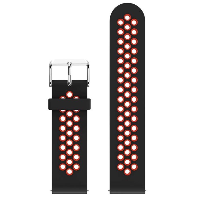 s.r23.1.6 Up Black Red StrapsCo Perforated Silicone Rubber Strap for Samsung Galaxy Watch Active Gear 20mm 22mm