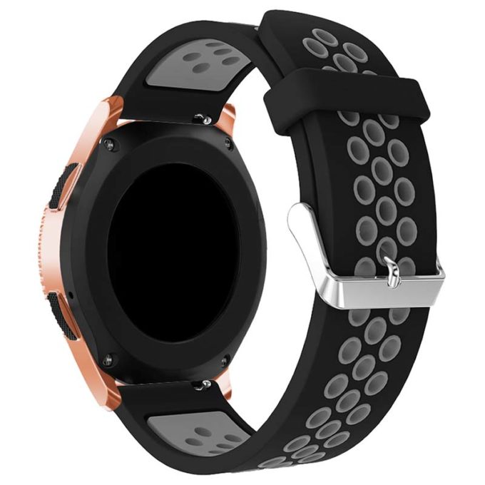s.r23.1.7 Back Black Grey StrapsCo Perforated Silicone Rubber Strap for Samsung Galaxy Watch Active Gear 20mm 22mm
