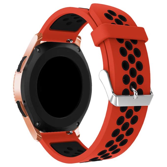 s.r23.6.1 Back Red Black StrapsCo Perforated Silicone Rubber Strap for Samsung Galaxy Watch Active 20mm 22mm