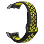 s.r24.1.10 Back Black Yellow StrapsCo Pin and Tuck Perforated Silicone Rubber Watch Band Strap for Samsung Fit2 Fit2 Pro