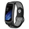 s.r24.1.7 Main Black Grey StrapsCo Pin and Tuck Perforated Silicone Rubber Watch Band Strap for Samsung Fit2 Fit2 Pro