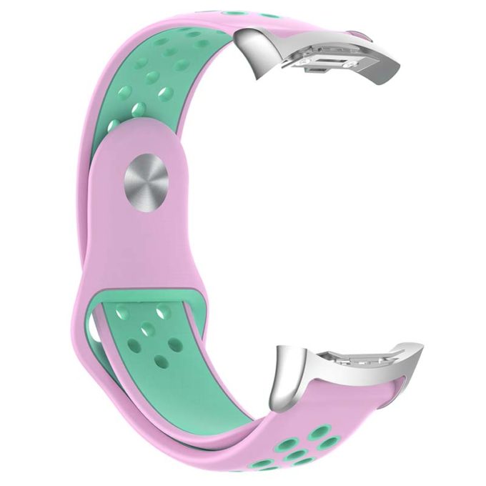 s.r24.13.11 Alt Pink Mint StrapsCo Pin and Tuck Perforated Silicone Rubber Watch Band Strap for Samsung Fit2 Fit2 Pro