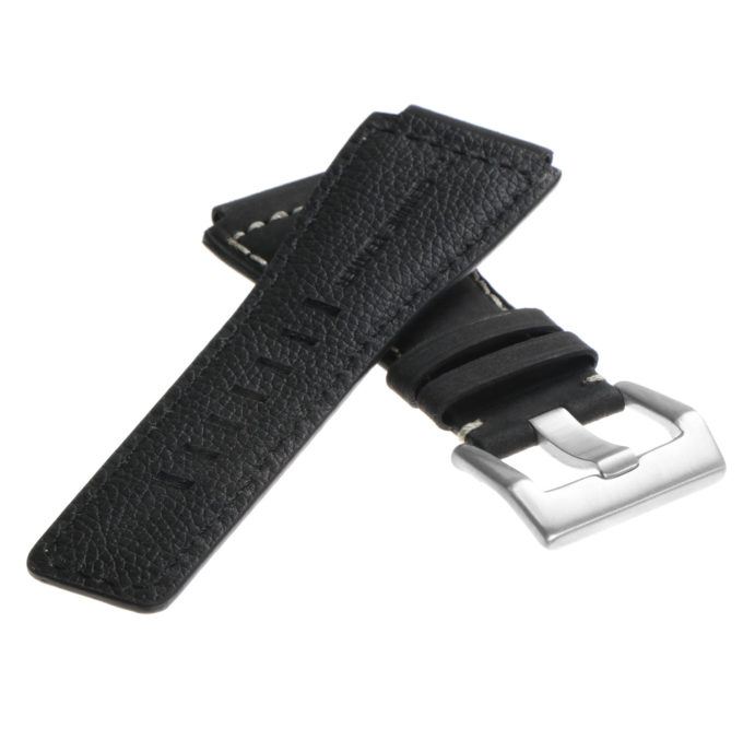 br6.1 DASSARI Distressed Leather Watch Strap for Bell Ross in Black with Brushed Buckle 3