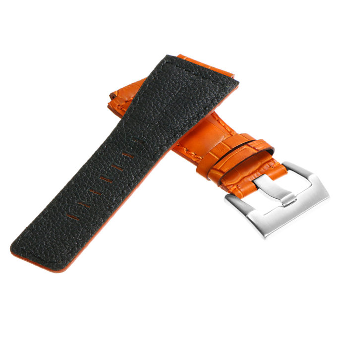 br6.12 DASSARI Croc Embossed Leather Watch Strap for Bell Ross in Orange with Brushed Buckle 3 1