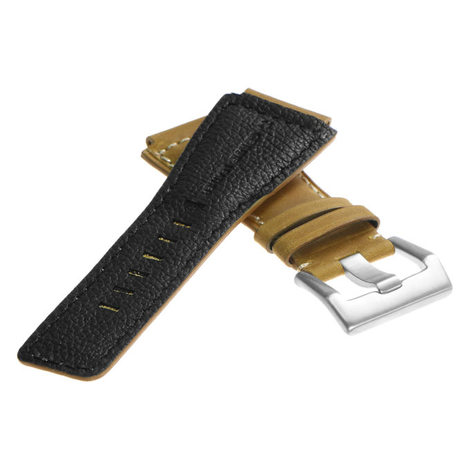 br6.17 DASSARI Distressed Leather Watch Strap for Bell Ross in Beige with Brushed Buckle 3