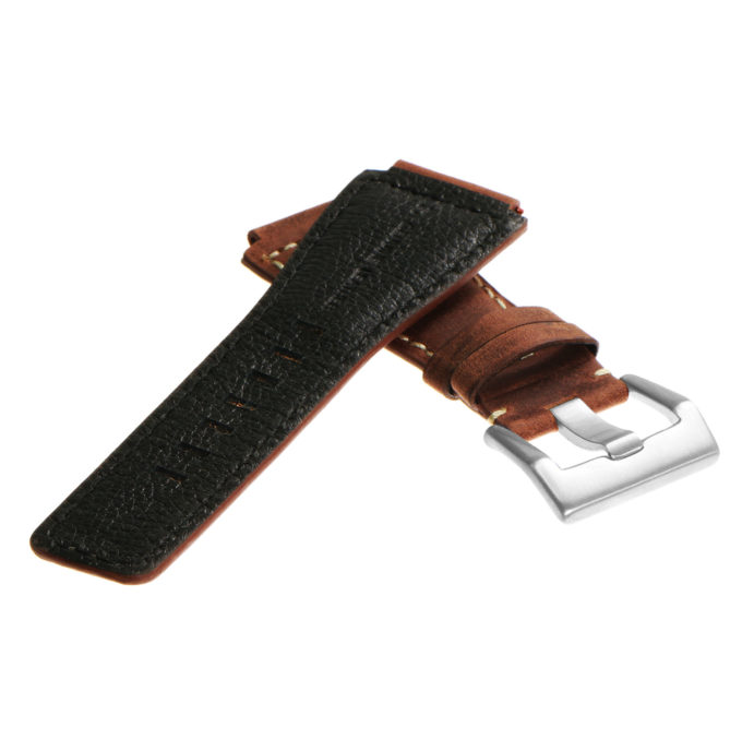 br6.8 DASSARI Distressed Leather Watch Strap for Bell Ross in Rust with Brushed Buckle 3