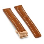 brt11.c.3.22.rg Main Tan With White Stitching Rose Gold Clasp DASSARI Vantage Padded Crocodile Embossed Leather Watch Band Strap For Breitling 20mm 22mm 24mm