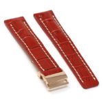 brt11.c.6.22.rg Main Red With White Stitching Rose Gold Clasp DASSARI Vantage Padded Crocodile Embossed Leather Watch Band Strap For Breitling 20mm 22mm 24mm