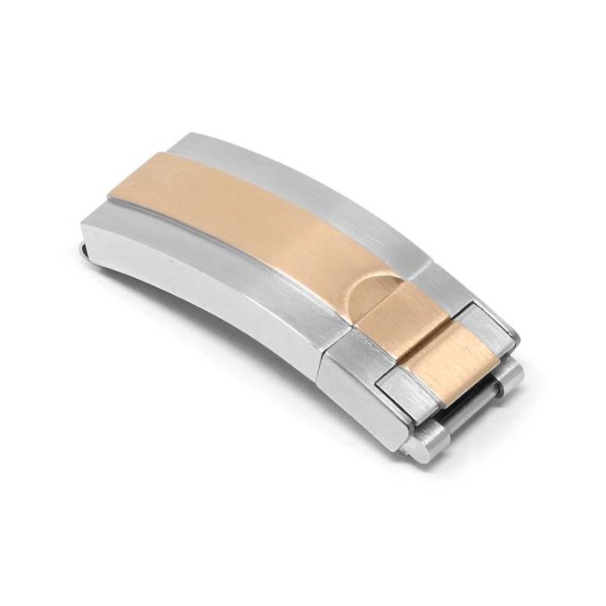 cl.rx2 .ss .rg Main Silver Rose Gold StrapsCo Replacement Stainless Steel Deployant Clasp For Rolex 16mm