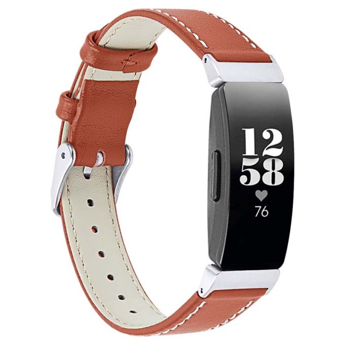 fb.l39.12 Main Orange StrapsCo Slim Leather Watch Band Strap for Fitbit Inspire 2