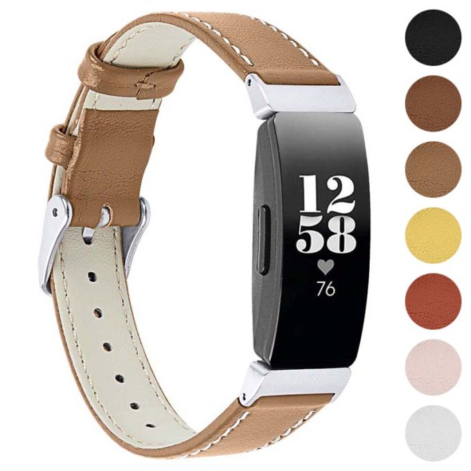 fb.l39.3 Gallery Tan StrapsCo Slim Leather Watch Band Strap for Fitbit Inspire 2