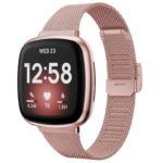 fb.m132.pg Main Pink Gold StrapsCo Slim Stainless Steel Mesh Watch Band Strap for Fitbit Versa 3 Fitbit Sense