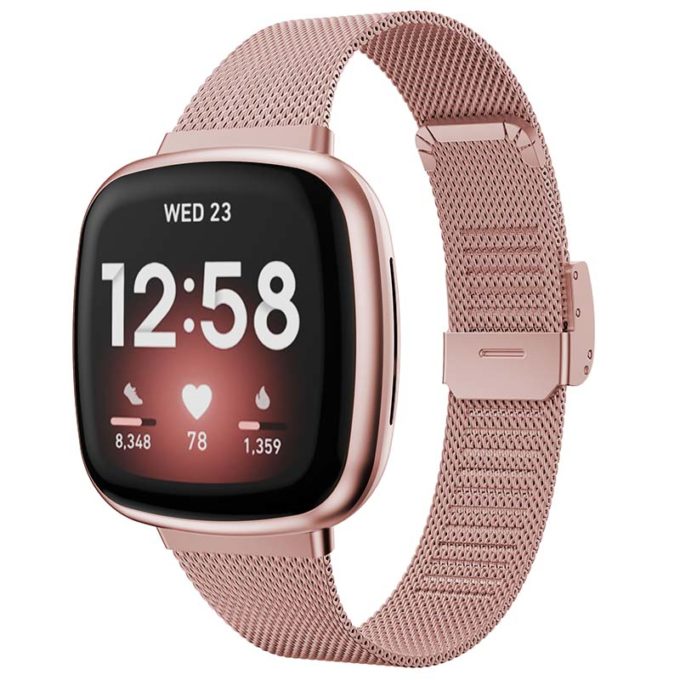 Fitbit versa mesh shop band rose gold