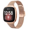 fb.m132.rg Main Rose Gold StrapsCo Slim Stainless Steel Mesh Watch Band Strap for Fitbit Versa 3 Fitbit Sense