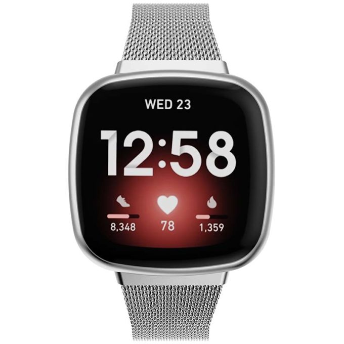 Fitbit versa sale silver mesh band