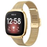 fb.m132.yg Main Yellow Gold StrapsCo Slim Stainless Steel Mesh Watch Band Strap for Fitbit Versa 3 Fitbit Sense