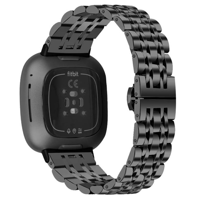 fb.m133.mb Back Black StrapsCo Stainless Steel Bracelet Watch Band w Hidden Clasp for Fitbit Versa 3 Fitbit Sense