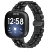 fb.m133.mb Main Black StrapsCo Stainless Steel Bracelet Watch Band w Hidden Clasp for Fitbit Versa 3 Fitbit Sense