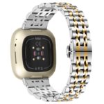 fb.m133.ss .yg Back Silver Yellow Gold StrapsCo Stainless Steel Bracelet Watch Band w Hidden Clasp for Fitbit Versa 3 Fitbit Sense