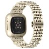 fb.m133.tg Back Retro Gold StrapsCo Stainless Steel Bracelet Watch Band w Hidden Clasp for Fitbit Versa 3 Fitbit Sense