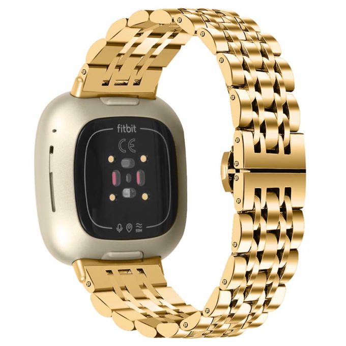 fb.m133.yg Back Yellow Gold StrapsCo Stainless Steel Bracelet Watch Band w Hidden Clasp for Fitbit Versa 3 Fitbit Sense