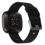 fb.ny19.1 Back Black StrapsCo Canvas Watch Band Strap with Polished Silver Buckle for Fitbit Versa 3 Fitbit Sense