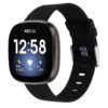fb.ny19.1 Main Black StrapsCo Canvas Watch Band Strap with Polished Silver Buckle for Fitbit Versa 3 Fitbit Sense