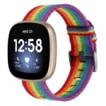 fb.ny19.123 Main Rainbow StrapsCo Canvas Watch Band Strap with Polished Silver Buckle for Fitbit Versa 3 Fitbit Sense