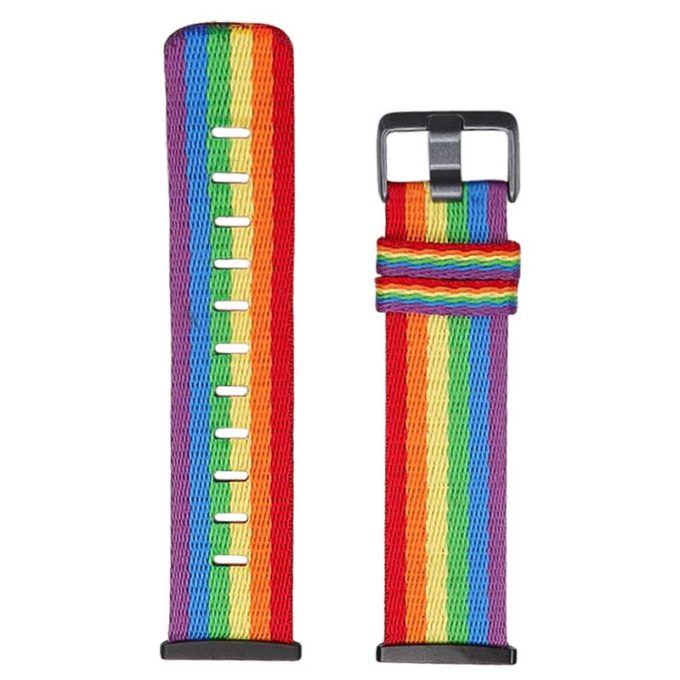 fb.ny19.123 Up Rainbow StrapsCo Canvas Watch Band Strap with Polished Silver Buckle for Fitbit Versa 3 Fitbit Sense